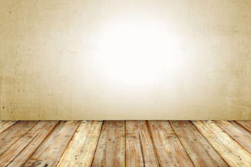 Copyspace Background With An Empty Grunge Wall With Wooden Floor