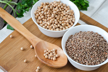 Chickpeas and lentils
