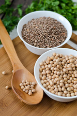 Chickpeas and lentils