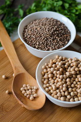 Chickpeas and lentils