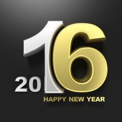 3d number 2016 on black background