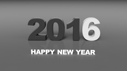 3d number 2016 on black background