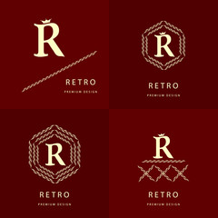 Monogram design elements, graceful template. Elegant line art