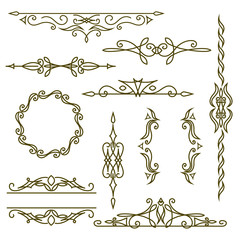 Monogram design elements, graceful template. Elegant line art