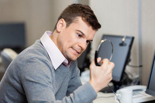 Frustrated Customer Service Representative Holding Headphones