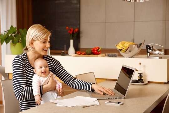 Working mother with baby