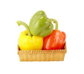 paprika in basket on white background