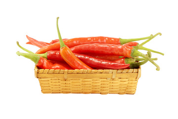red pepper in basket on white background