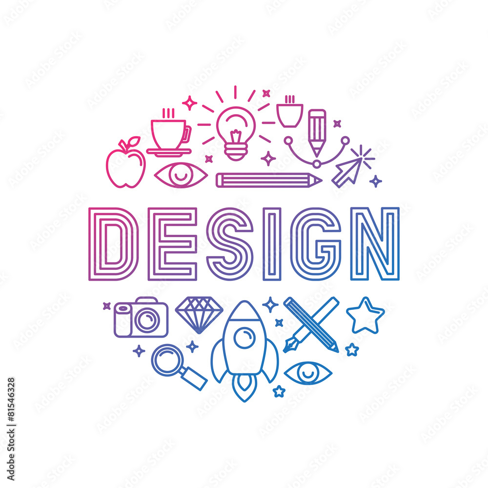 Poster vector linear logo design concept