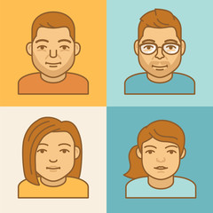 Vector linear avatar icons