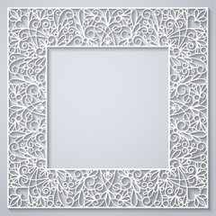 White square decor with shadow on white