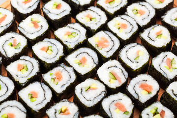 rolls with salmon close-up