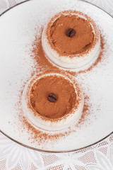 dessert with whipped cream decorated cocoa