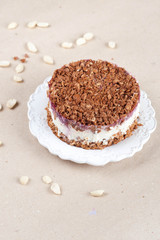 cheesecake with crispy crumb on the plate