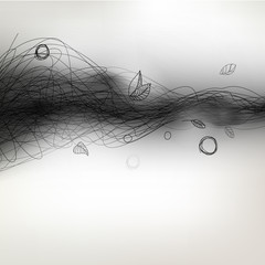 Vector linear pen drawing waves, smoke design