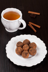 chocolate truffles and tea