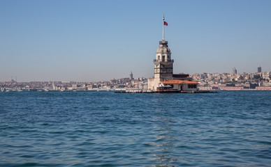 Maiden's Tower lighthouse with Galata tower in the background
