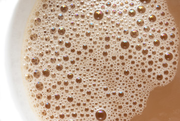 foam on the surface of coffee with milk