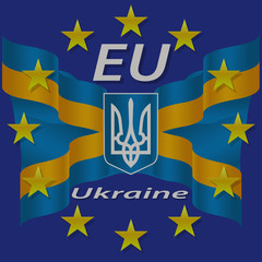Ukrainian and European flag.