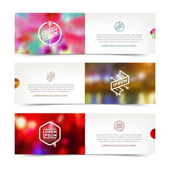 Fototapeta premium Banners with hipster emblems and defocused background