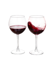 Set of glasses with red wine
