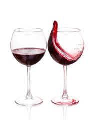 Set of glasses with red wine