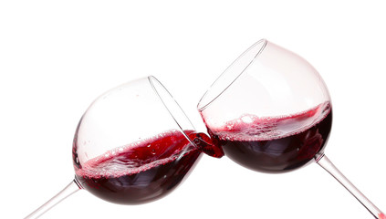 Set of glasses with red wine