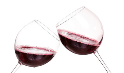 Set of glasses with red wine