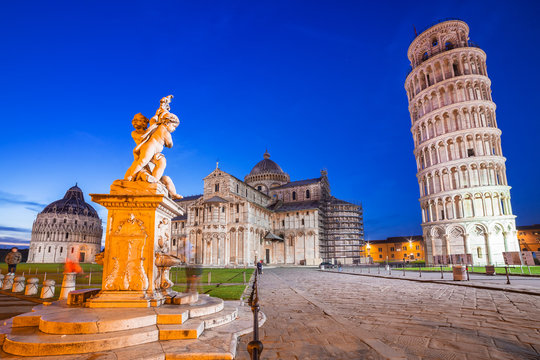 Leaning Tower Of Pisa At Night, Italy