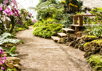 Landscaping in the garden. The path in the garden.