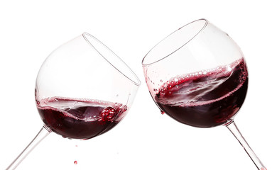 Set of glasses with red wine