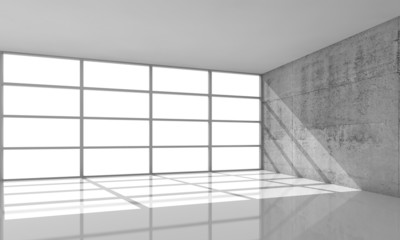 3d architecture background, empty interior with sunlight