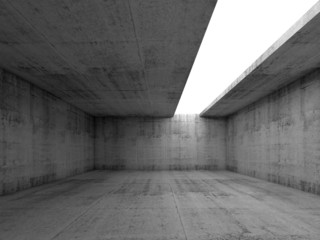 3d empty concrete interior with white asymmetric opening