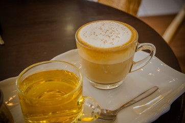cappuccino with hot tea
