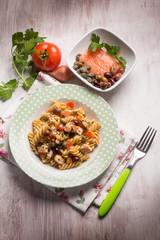 pasta with fresh salmon tomatoes capers and olives