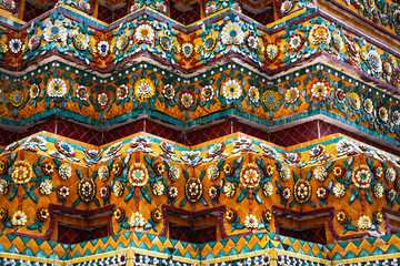 Fototapeta na wymiar ceramic decorative elements of the Buddhist temple