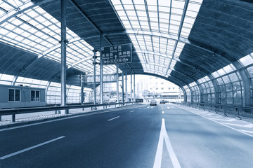 urban tunnel with steel roof
