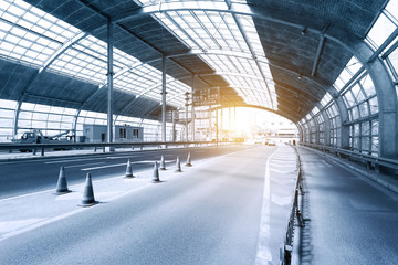 urban tunnel with steel roof