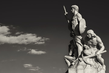 Fototapeta premium Sculpture vittoriano rome black and white