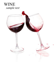 Set of glasses with red wine