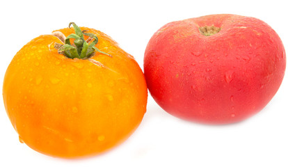 red and yellow tomato close