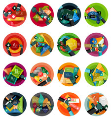 Set of flat design circle option infographics concepts