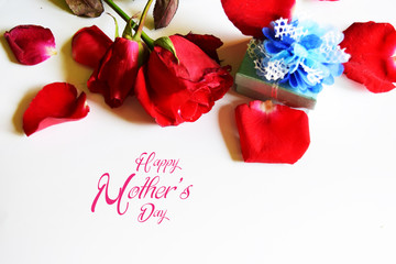 happy mothers day with rose and gift