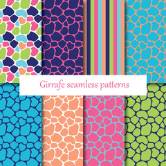 Giraffe seamless pattern set