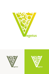 Vector emblems with fruit and vegetables