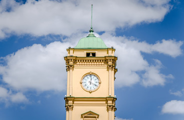  Tower clock on sky background