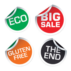 ECO, THE END, BIG SALE, GLUTEN FREE vector stickers