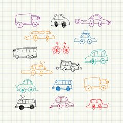 Cars doodles set