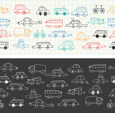 Cars doodles seamless