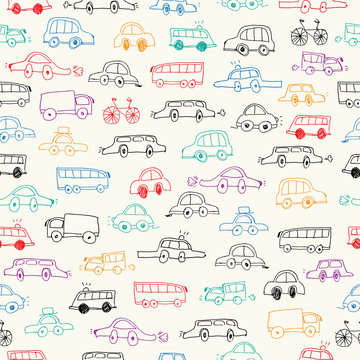 Cars doodles seamless
